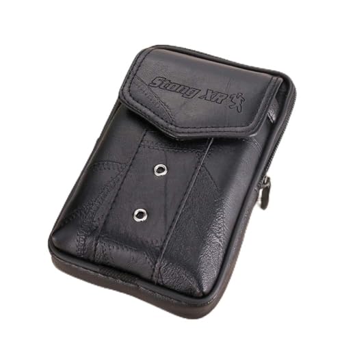 CRGANGZY Multifunktions-Hüfttasche for Herren, PU-Leder, einfarbig, Handy-Geldbörse, Tasche, praktisch, Kleiner Gürtel, Bauchtasche, Business (schwarz 竖款) von CRGANGZY