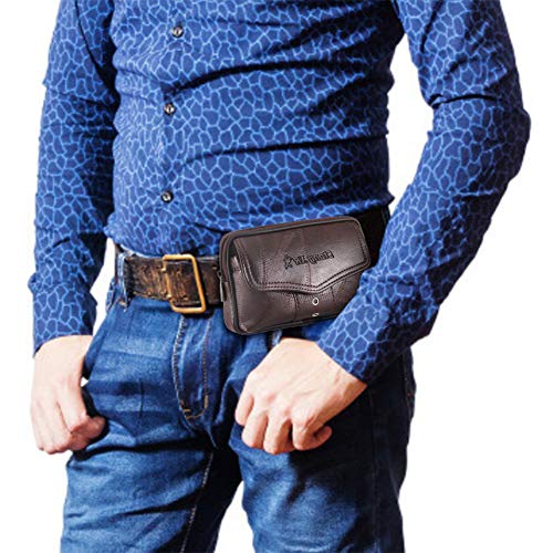 CRGANGZY Multifunktions-Hüfttasche for Herren, PU-Leder, universelle Handy-Geldbörse, Tasche, lässig, Kleiner Gürtel, Bauchtasche, Business (Kaffee 横款) von CRGANGZY