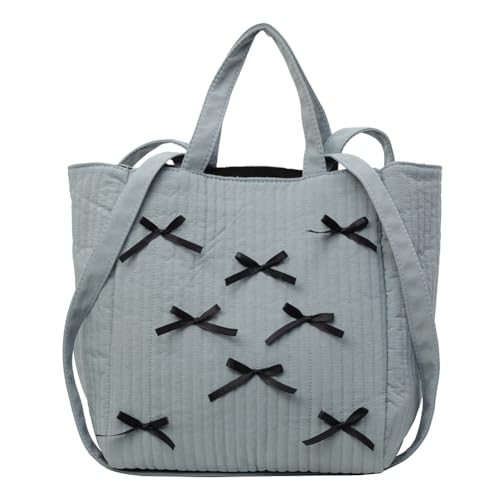 CRGANGZY Niedliche kleine Tragetasche mit Schleifen-Design, weiche, trendige Umhängetasche mit Reißverschluss, modische Handtasche, große Kapazität, Tasche mit Tragegriff oben für Damen (bla von CRGANGZY