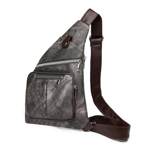 CRGANGZY PU-Leder, Trendige Umhängetasche, Verstellbarer Riemen, Anti-Diebstahl-Reisetasche, stilvolle Umhängetasche, mehrere Taschen für Freizeitreisen, Wandern (schwarz) von CRGANGZY