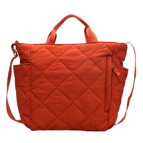 CRGANGZY Puffer-Hobo-Handtasche for Damen, mit Reißverschluss, flauschige Umhängetasche, große Kapazität, gepolsterte Umhängetasche, Umhängetasche, Reisetasche, Winter-Shopper-Tasche (Orange von CRGANGZY