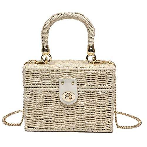 CRGANGZY Rattan-Stroh-Schultertasche for Damen, gewebter Korb, Sommer, Strandtasche, khaki, cm von CRGANGZY