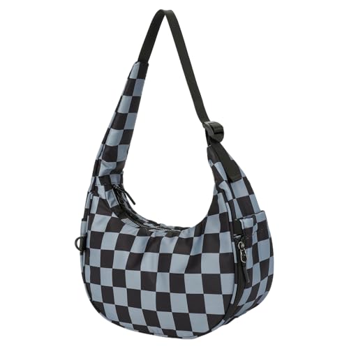 CRGANGZY Schachbrett Retro Handtasche Casual Unterarmtasche Pendelumhängetasche (schwarz grau) von CRGANGZY