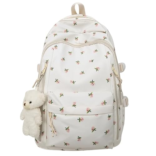 CRGANGZY Süße Schulranzen for Mädchen - Großer Rucksack mit Laptopfach for Schule, Wasserabweisend, Blumenmuster Rucksäcke for Grundschule, Junior High und Universität von CRGANGZY