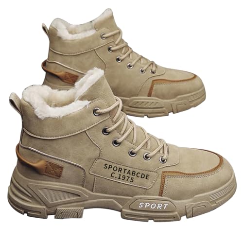CRGANGZY Thermische Nicht rutschfeste Männer gefütterte Sportschuhe for Wanderwanderungen im Freien (44 Khaki) von CRGANGZY