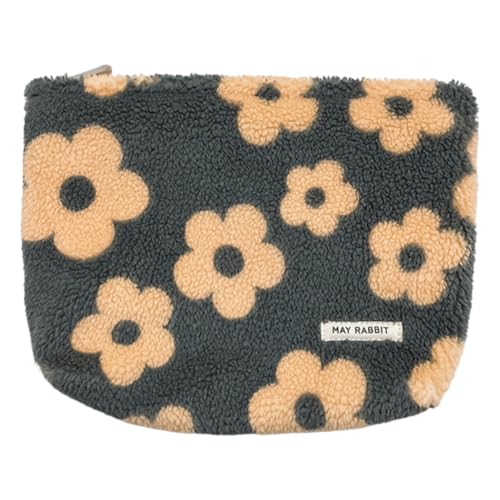 CRGANGZY Tragbare Make-up-Tasche mit süßem Blumenmuster, Kawaii-Make-up-Tasche for Geldbörse, Bleistiftbeutel, Plüsch-Reise-Kulturbeutel mit Reißverschluss for Frauen, Teenager, Mädchen (Gel von CRGANGZY