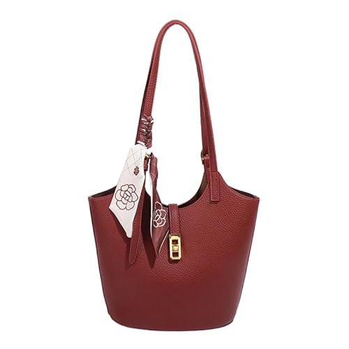 CRGANGZY -Umhängetasche PU Leder -Tasche Handtasche Casual Hobo Tasche for Frauen (rot) von CRGANGZY