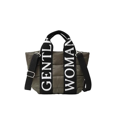 CRGANGZY Umhängetasche for Damen, Briefdruck, Umhängetasche, gepolsterte Handtasche, verstellbarer Riemen, bauschige Geldbörse for Arbeit, Reisen, Einkaufen (grün) von CRGANGZY