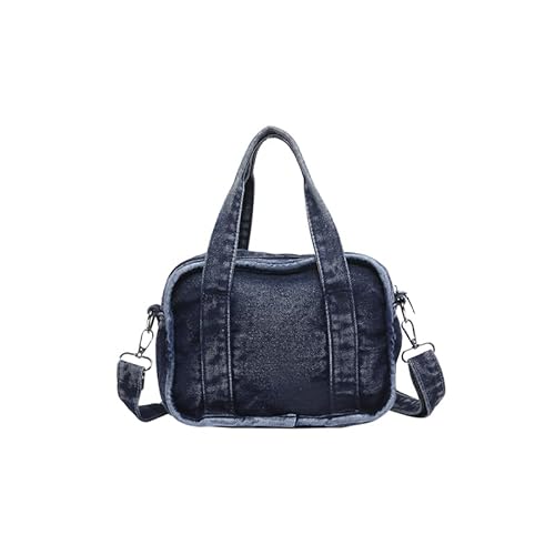 CRGANGZY -Umhängetasche for Frauen verstellbarer Crossbody Bag Denim Feste Farbe Boston Bag Trendy Handtasche for Arbeitsreisen (Dunkelblau) von CRGANGZY