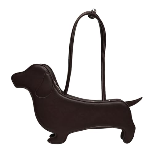 CRGANGZY Umhängetasche in Cartoon-Hundeform, einzigartige Neuheit-Handtasche, Designer-Clutch, süße Abendparty-Tasche for Frauen und Mädchen (Kaffee) von CRGANGZY