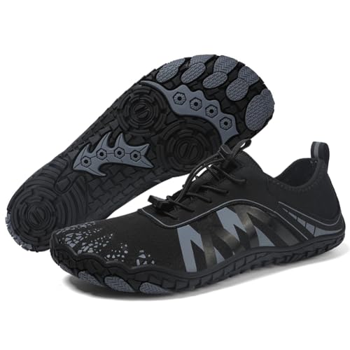 CRGANGZY Wasserschuhe surfen Schnorchelschuhe Schnelltrocknen Sporttraining Turnschuhe Nicht rutsches Wanderschuhe Strand Schwimmschuhe (schwarz 43) von CRGANGZY