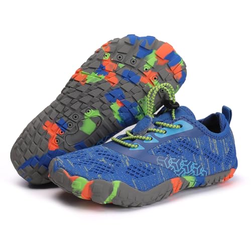 CRGANGZY Water Schuhe Kinder barfuß Schuhe Bequeme leichte Aquaschuhe atmungsaktiv schnell trockener Strandschuhe for Outdoor Beach (33 Blau) von CRGANGZY