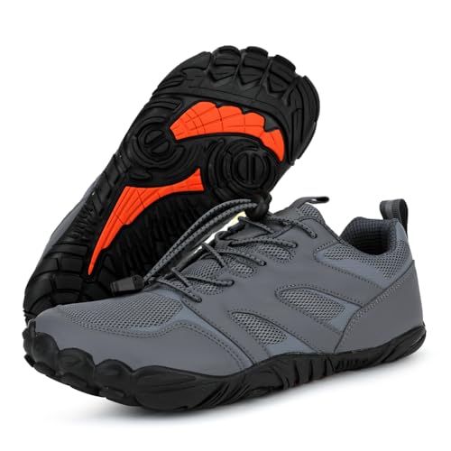 CRGANGZY Water Schuhe Strand Barfußschuhe Nicht rutschminimalistische Kreuztrainingschuhe Bequeme Wandertrennschuhe atmungsaktiv for das Radfahren (Grau 45) von CRGANGZY
