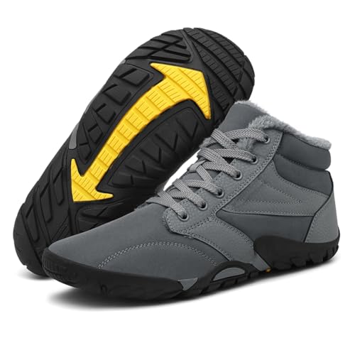 CRGANGZY Winter Schneestiefel Kaltes Trekkingschuhe wasserdichtes Weitzehenbox-Knöchelstiefel Anti-Schlupf Leichte Wanderschuhe zum Wandern (36 Dunkelgrau) von CRGANGZY