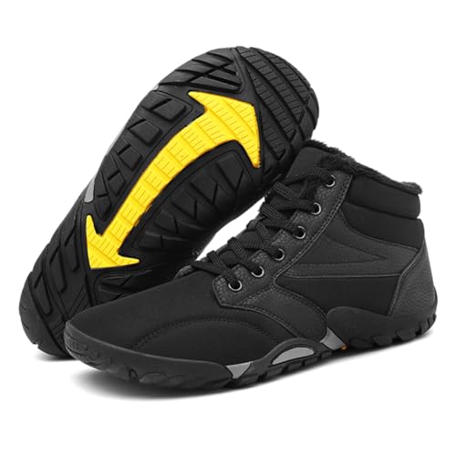 CRGANGZY Winter Snow Wide Toe Box Knöchelstiefel wasserdichte minimalistische fünf Fingerstiefel Anti -Schlupf -Leichte Wanderschuhe for Outdoor -Reise (Black 36) von CRGANGZY