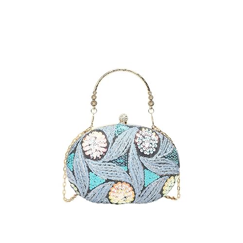 CRGANGZY Women Evening Glitter Handtasche Neue Pailletten weibliche Dating -Tasche im chinesischen Stil (blau) von CRGANGZY