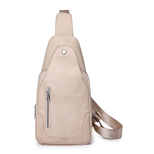 CRGANGZY Women Messenger Bags PU Leder Ladies Handtaschen Mode tragbare einfache, Feste Farbgurt zum Reisen (Beige) von CRGANGZY