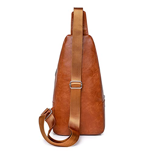 CRGANGZY Women Messenger Bags PU Leder Ladies Handtaschen Mode tragbare einfache, Feste farbbare for Reisen (braun) von CRGANGZY