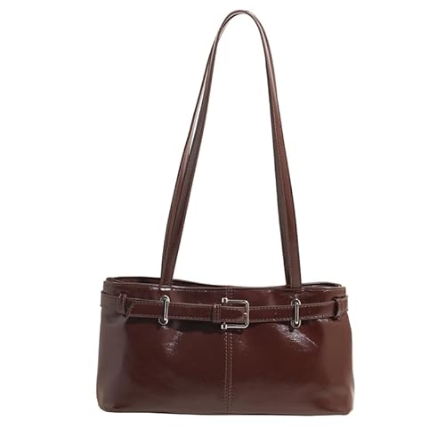 CRGANGZY Women PU -Umhängetasche Mode -Unterarm -Bag -Gürtel Design Stilvoller Achselbeutel Reißverschluss Punk -Tragetasche im Freien Reisetasche (Kaffee) von CRGANGZY