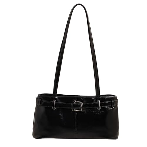 CRGANGZY Women PU -Umhängetasche Mode -Unterarm -Beutel -Gürtel -Design Trendy Tasche Handtasche Reißverschluss Verschluss Punk transportieren Tasche im Freien Reisetasche (schwarz) von CRGANGZY