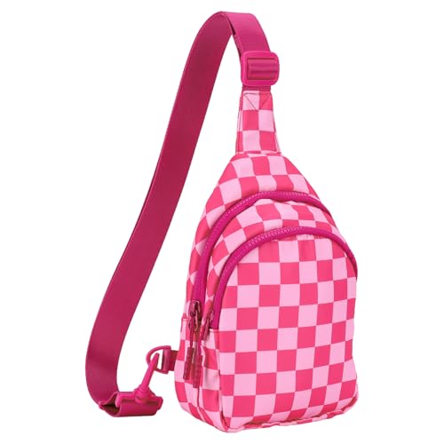 Karierte Schlinge for Frauen Crossbody Chest -Tasche Daily Fanny Packtasche (rot) (Roserot) von CRGANGZY