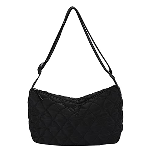 Modische gesteppte Schulterhandtaschen, großes Fassungsvermögen, Schultertasche, Nylon, solide for Reisen, Einkaufen, Damen, tägliche Geldbörse, Schwarz, 420 * 320 * 100mm/16.5 * 12.6 * 3.9in von CRGANGZY