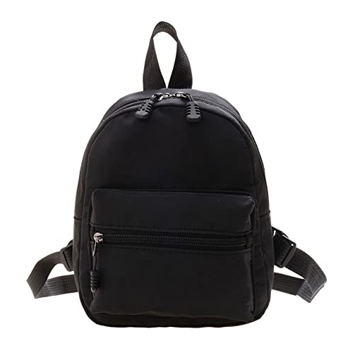 Modischer Damen-Rucksack, einfarbig, Nylon, for Schule, Reisen, Mini-Rucksäcke, Schwarz von CRGANGZY