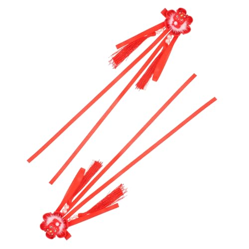 CRILSTYLEO 1 Paar Süße Haarnadel Hanfu Haarspange Stoff Haarspangen Für Frauen Cosplay Haarspange Rotes Metall von CRILSTYLEO