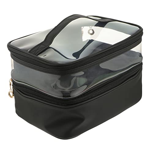 CRILSTYLEO Reise-Make-up-Tasche Für Damen Kompakter Kulturbeutel Organizer Tragbare Kosmetiktasche Make-up-Tasche Für Den Außenbereich Großes Fassungsvermögen Schwarz von CRILSTYLEO