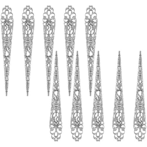 CRILSTYLEO 10 Stück Krallennägel Lange Nagelhandschuhe Dekorative Fingernägel Für Party Cosplay Antiker Fingerkrallen Design von CRILSTYLEO