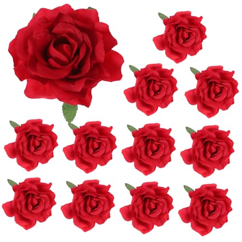 CRILSTYLEO 12 Stück Haarnadeln mit Rosen für Frauen und Mädchen rote künstliche Blumen-Haarspange Haarnadel Haarspange Quaste von CRILSTYLEO
