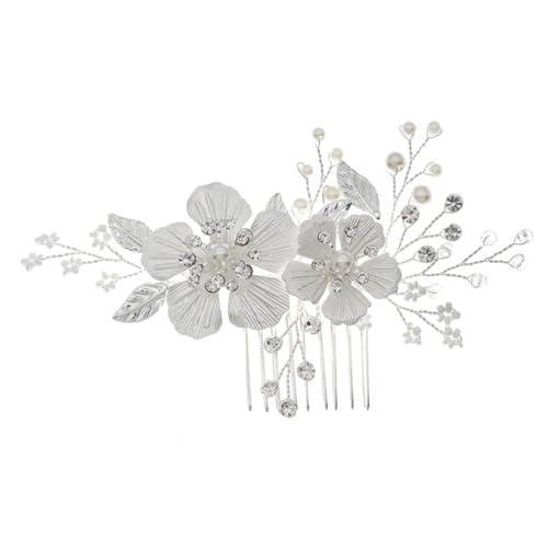 CRILSTYLEO 1stk Kamm Perlenhaarspangen Hochzeit Haarspange Wunderschönes Haaraccessoire Haarversorgung Haarschmuck Für Die Braut Haargummis Mit Perlen Haarschmuck Aus Strass Legierung Silver von CRILSTYLEO