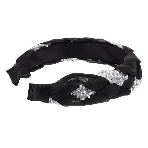 CRILSTYLEO Stirnband Herren Mit Strasssteinen Breiter Kopf Künstliche Perlen Für Partys Und Alltag Schickes Design von CRILSTYLEO