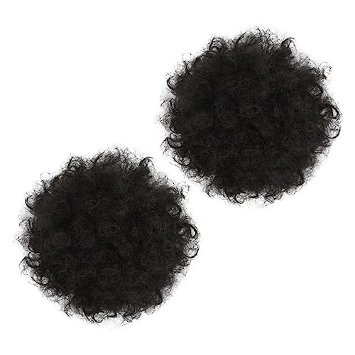 CRILSTYLEO 2er Satz Falsches Haar Mit Dutt Pferdeschwanz Lockiges Dutt-haarverlängerung Afro-locken-haarteil Für Frauen von CRILSTYLEO