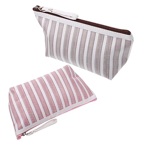 CRILSTYLEO Kosmetikkoffer Damen Makeup 2er Set Kosmetiktasche Mit Streifen Design Make up Aufbewahrungstasche Für Damen Ideal Für Toilettenartikel Und Reisen von CRILSTYLEO