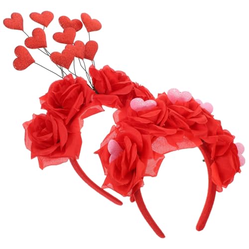 CRILSTYLEO Rotes Rosen-stirnband Valentinstags-party-kopfschmuck Blumenhaarband Für Damen Stirnbänder Für Erwachsene von CRILSTYLEO