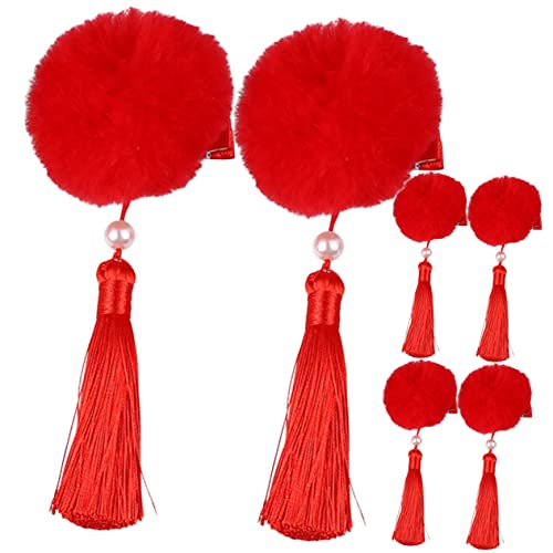 CRILSTYLEO 3paare Pompom Quaste Haarspangen Für Mädchen Haaraccessoires Mit Langen Anhängern Zubehör Für Festlichkeiten Und Alltag Süßes Design von CRILSTYLEO