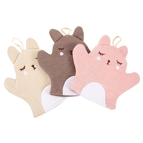 CRILSTYLEO 3 Stück Badetuch Handpuppe Badehandschuh Kinderhandtücher Körperreinigungshandschuhe Körperpeeling Peeling Handschuh Peeling Fäustlinge Zum Duschhandschuhe von CRILSTYLEO