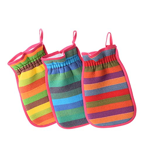 CRILSTYLEO Peeling-handschuhe Fürs Bad 3er-pack Doppelseitiger Badehandschuh Peeling-handtuch Für Bad Und Dusche Verschleißfestes Material Tiefenreinigung Zufällige Farbe von CRILSTYLEO