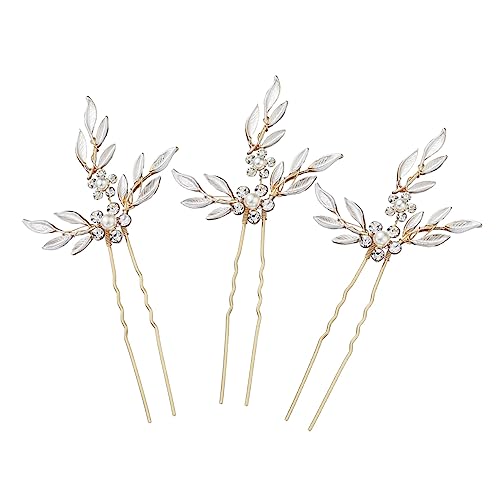 CRILSTYLEO 3stücke Teiliges Glitzernde Haarspangen Mit Perlen Und Strass U-förmige Haarnadeln Für Hochzeiten Und Besondere Anlässe Goldene Haarschmuck Für Bräute Und Damen von CRILSTYLEO