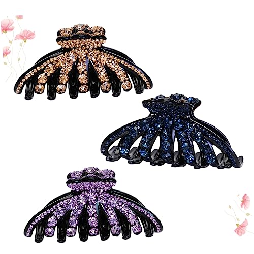 CRILSTYLEO 3stücke Haarklammern Für Frauen Und Mädchen Mit Kristallen Haarschmuck Blau Violett Glatt Für Dickes Und Dünnes Haar von CRILSTYLEO