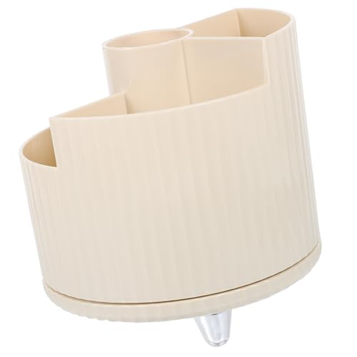 CRILSTYLEO 360 Grad Drehstifthalter Desktop Make Up Pinsel Klassifizierungs Aufbewahrungsbox Schreibwaren Aufbewahrungsregal Cremeweißer Make Up Pinselhalter Make Up Stift Organizer Home von CRILSTYLEO