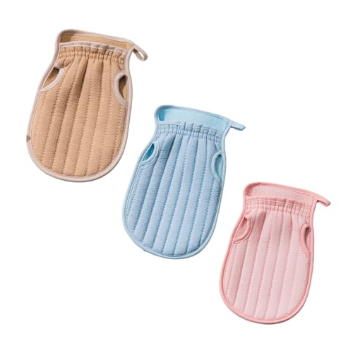 CRILSTYLEO Badetuch-Set 3-teilig bequem Badeschrubber-Handschuhe Körperhaut-Reinigungshandschuh Badehaut-Handschuh Schrubber Bad Körperreiniger von CRILSTYLEO