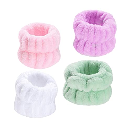 CRILSTYLEO Wrist Washband 4 Paare Armband Band Handtuch Waschen Gesichtshaarband Spa-haarband Make-up-haarband Uhrenarmbänder Wrist Bands for Washing Face Handgelenk Waschband Plüsch-handschlaufe von CRILSTYLEO