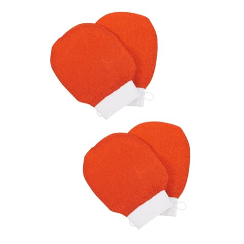 CRILSTYLEO 4 Stück Badehandschuhe Peeling-handschuhe Für Glo Schwamm Körperwaschhandschuhe Wiederverwendbare Handschuhe Zum Reinigen Bürste Handtücher Schrubben Reinigungsmittel Orange von CRILSTYLEO
