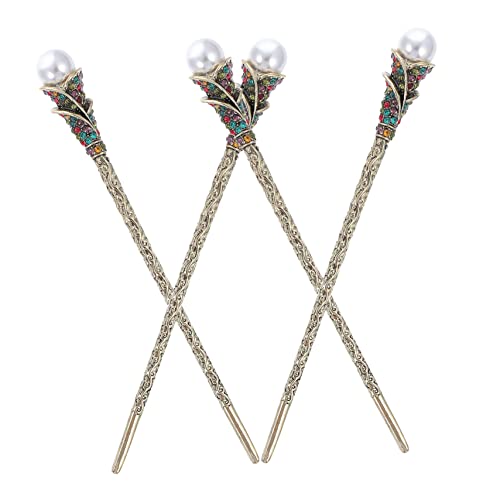 CRILSTYLEO Perlenhaarnadeln Mit Strass-steinen 4 Stück Für Damen Und Braut-anlässe Vintage-design Langlebig Und Bequem Zu Tragen von CRILSTYLEO