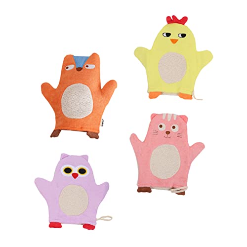 CRILSTYLEO 4 Stück Kinder Badehandschuhe Mit Cartoon-tier-design Badetücher Schöne Badehandschuhe von CRILSTYLEO