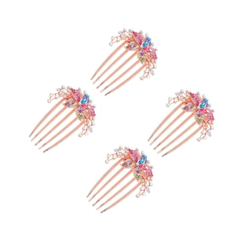 CRILSTYLEO 4 Stück Strass Haarschmuck Haarnadel Bürste Zum Färben Von Haaren Haarbrosche Für Die Braut Brauthaar Termin-haar-accessoires Haarschmuck Für Die Hochzeit Frauen Kamm Legierung von CRILSTYLEO