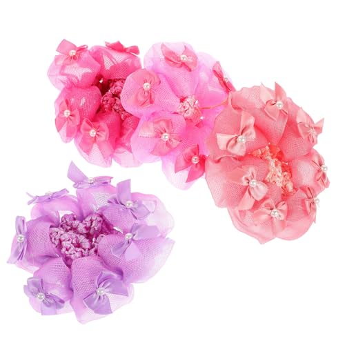 CRILSTYLEO 4er-pack Haarknoten Elastisches Haarnetz Für Frauen Blumendesign Haar-accessoires Für Tanzknoten Pferdeschwanzhalter Haarnetze Für Dutts Für Frauen von CRILSTYLEO