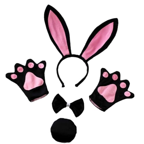 CRILSTYLEO 4 Teiliges Kinderkostü Set Mit Hasenohren Fliege üßem Und Handschuhen Ideale Party Und Cosplay Ausrüstung Für Größe 2 von CRILSTYLEO